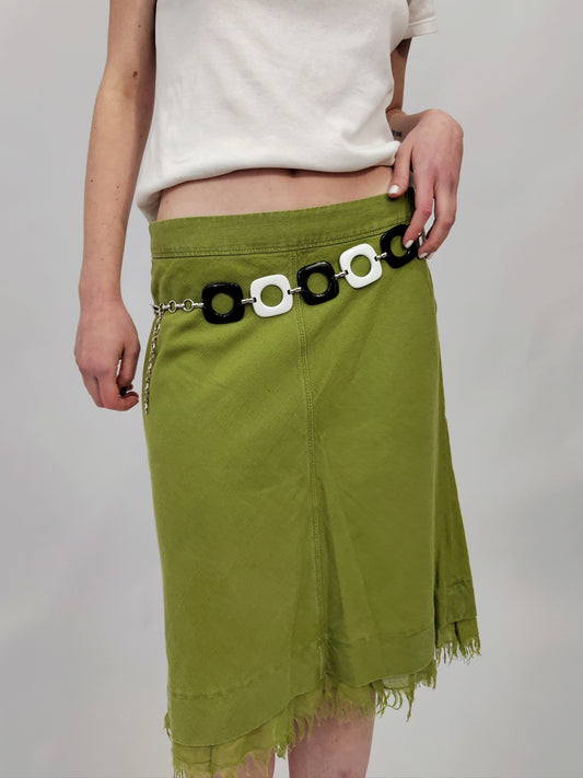 '90s Black &amp; White Chain Belt