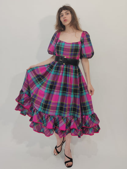 '80s Vintage Tailored Checkered Dress