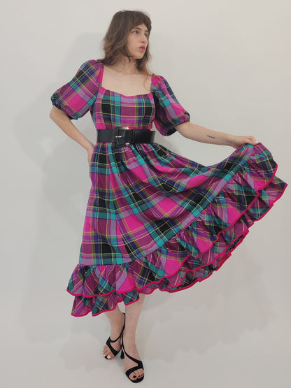 '80s Vintage Tailored Checkered Dress
