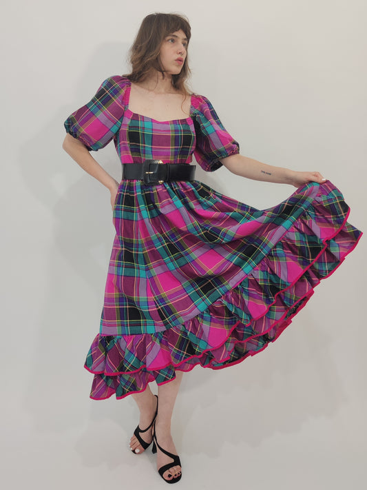 '80s Vintage Tailored Checkered Dress