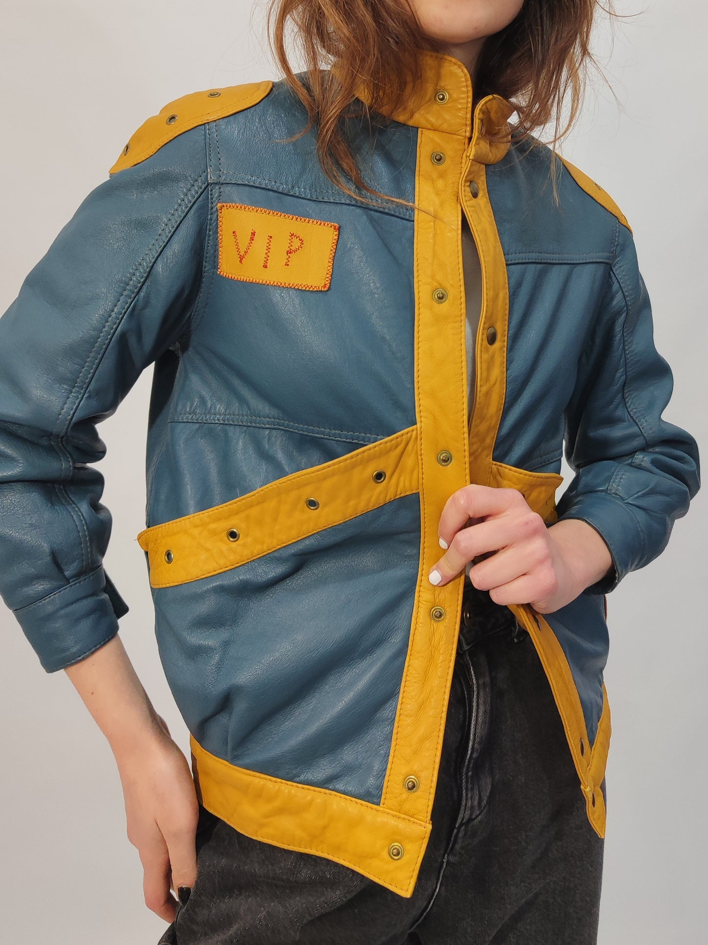 V.I.P. Color Block Leather Jacket - Petite. Def.