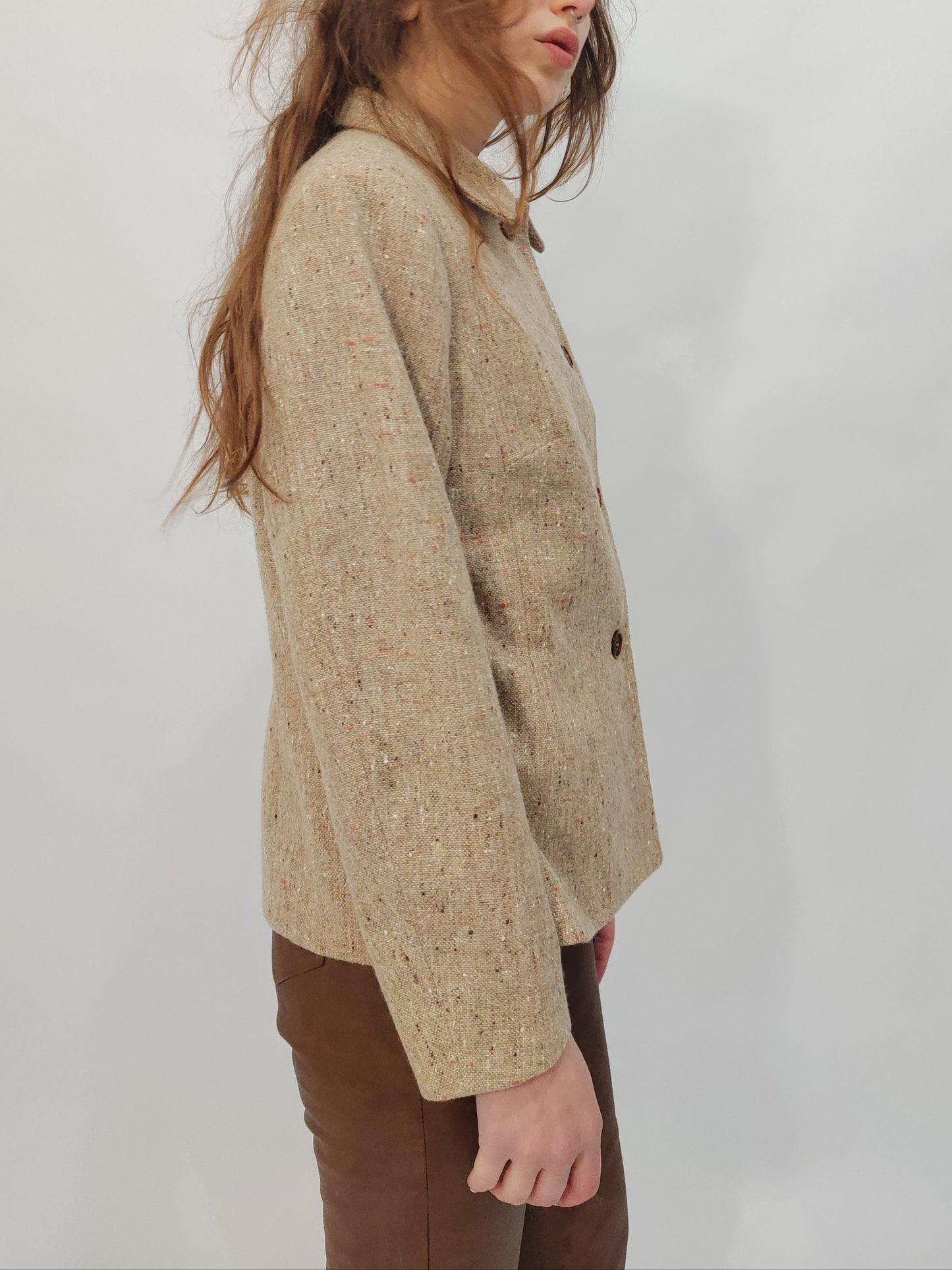Vintage Flecked Tweed Tailored Blazer