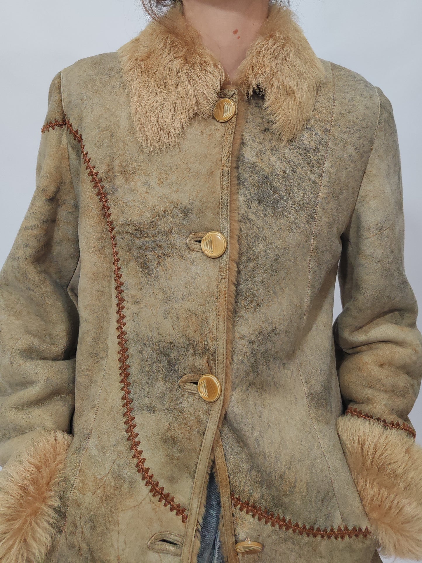 '90s Boho Shearling Coat
