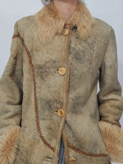'90s Boho Shearling Coat