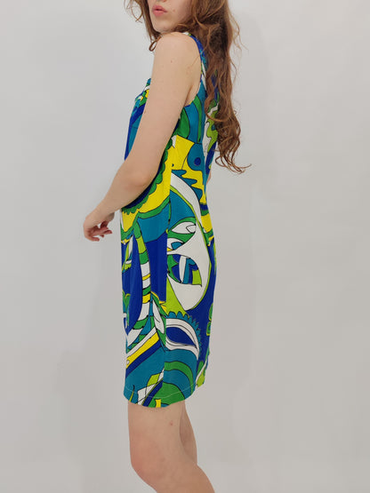 Vintage Abstract Print Dress