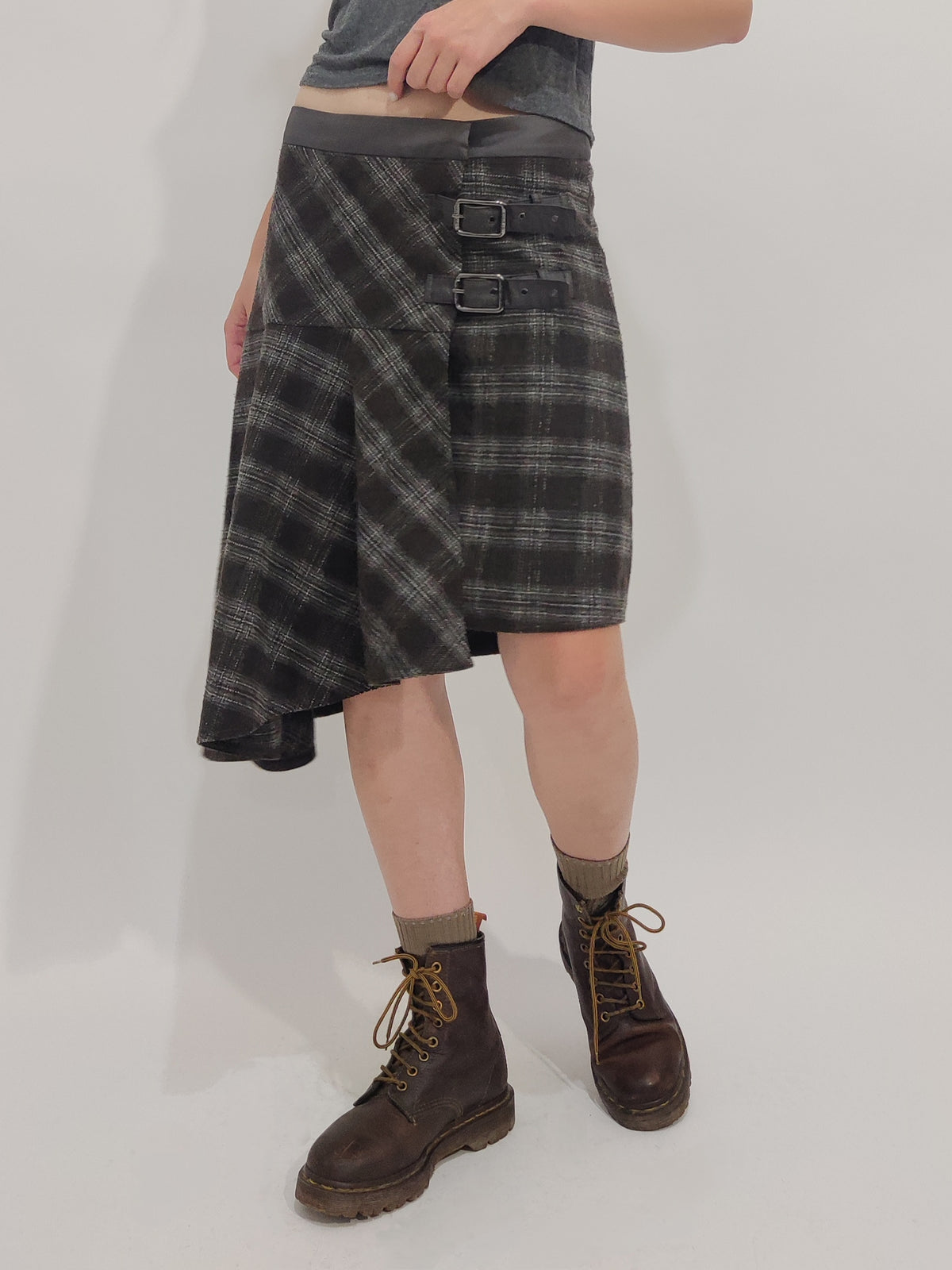 Y2K Vintage Asymmetrical Tartan Skirt