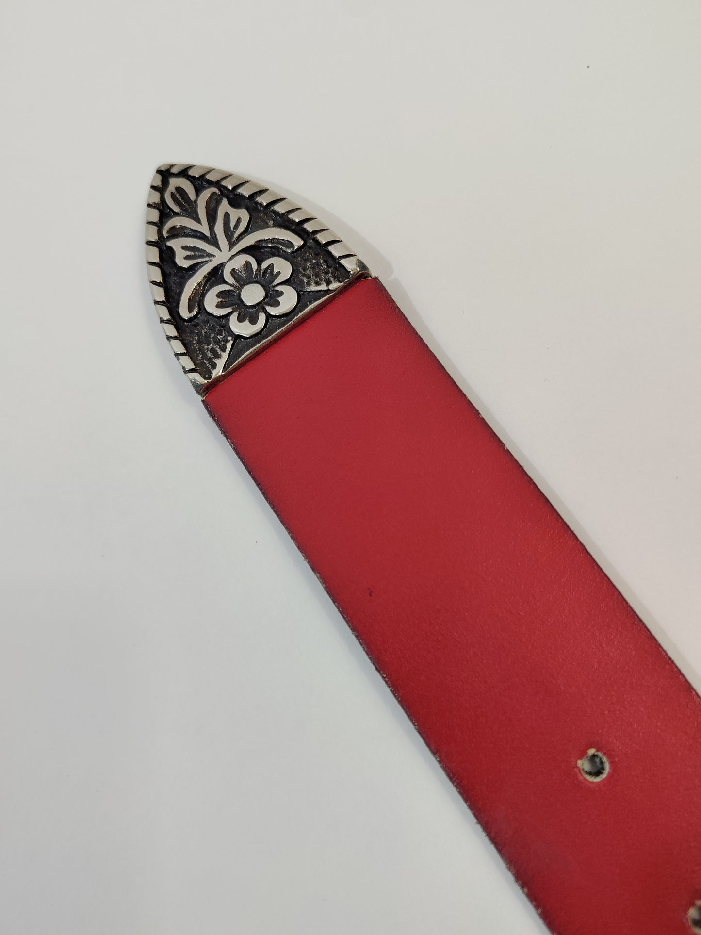 Red Leather Western Belt - Small Defect