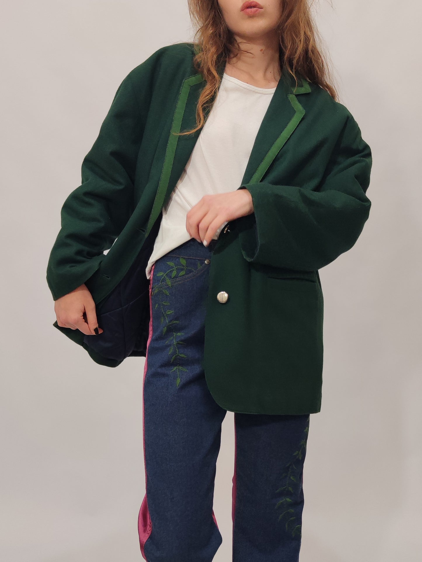 Green Wool Quilted Blazer