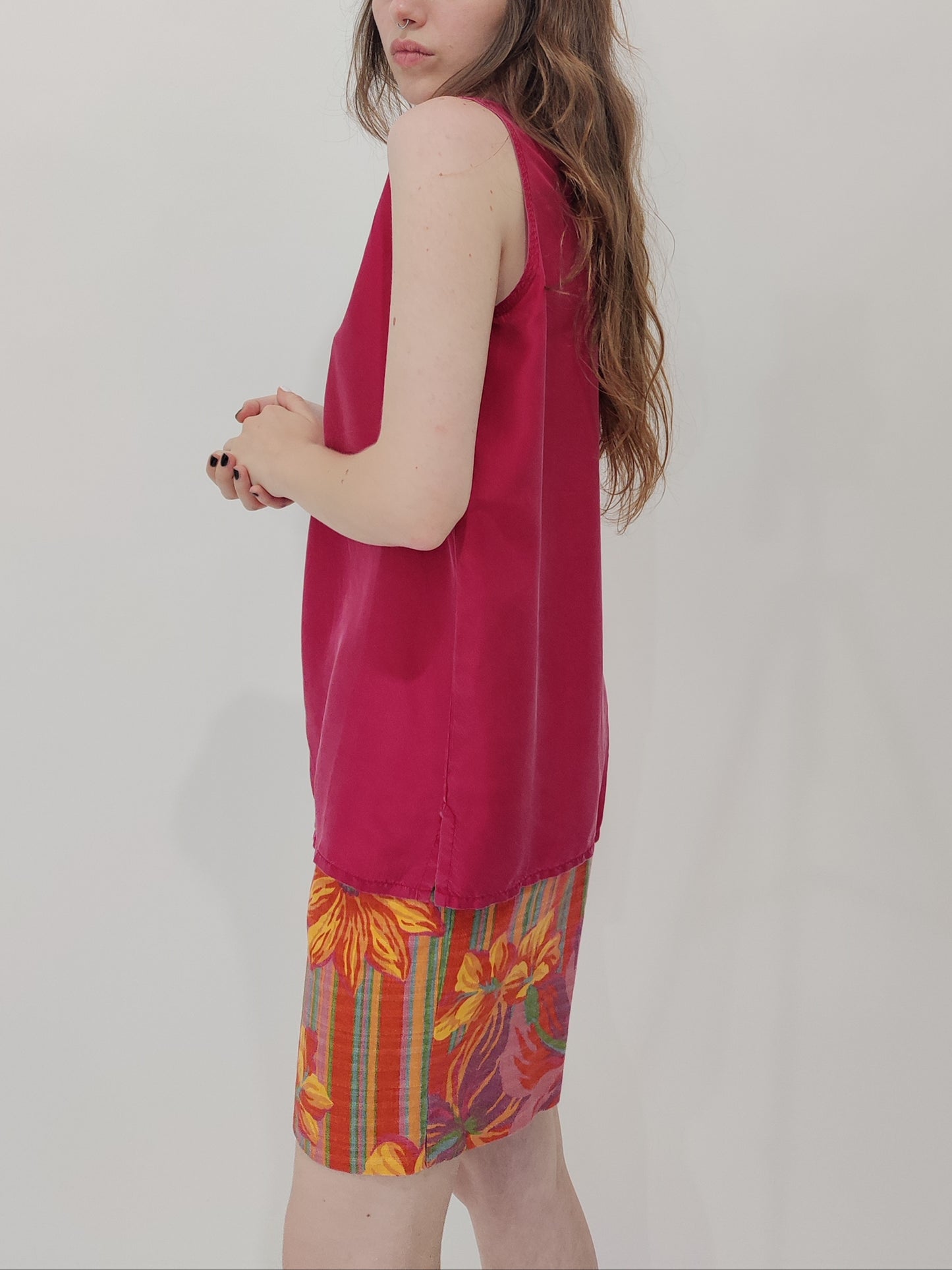 Vintage 100% Silk Top - Red
