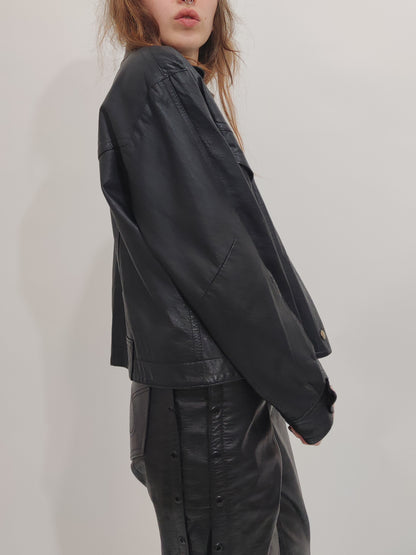 '80s Vintage Black Leather Jacket