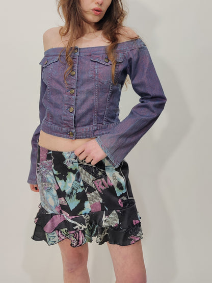 Just Cavalli Vintage Denim Off Shoulder Jacket