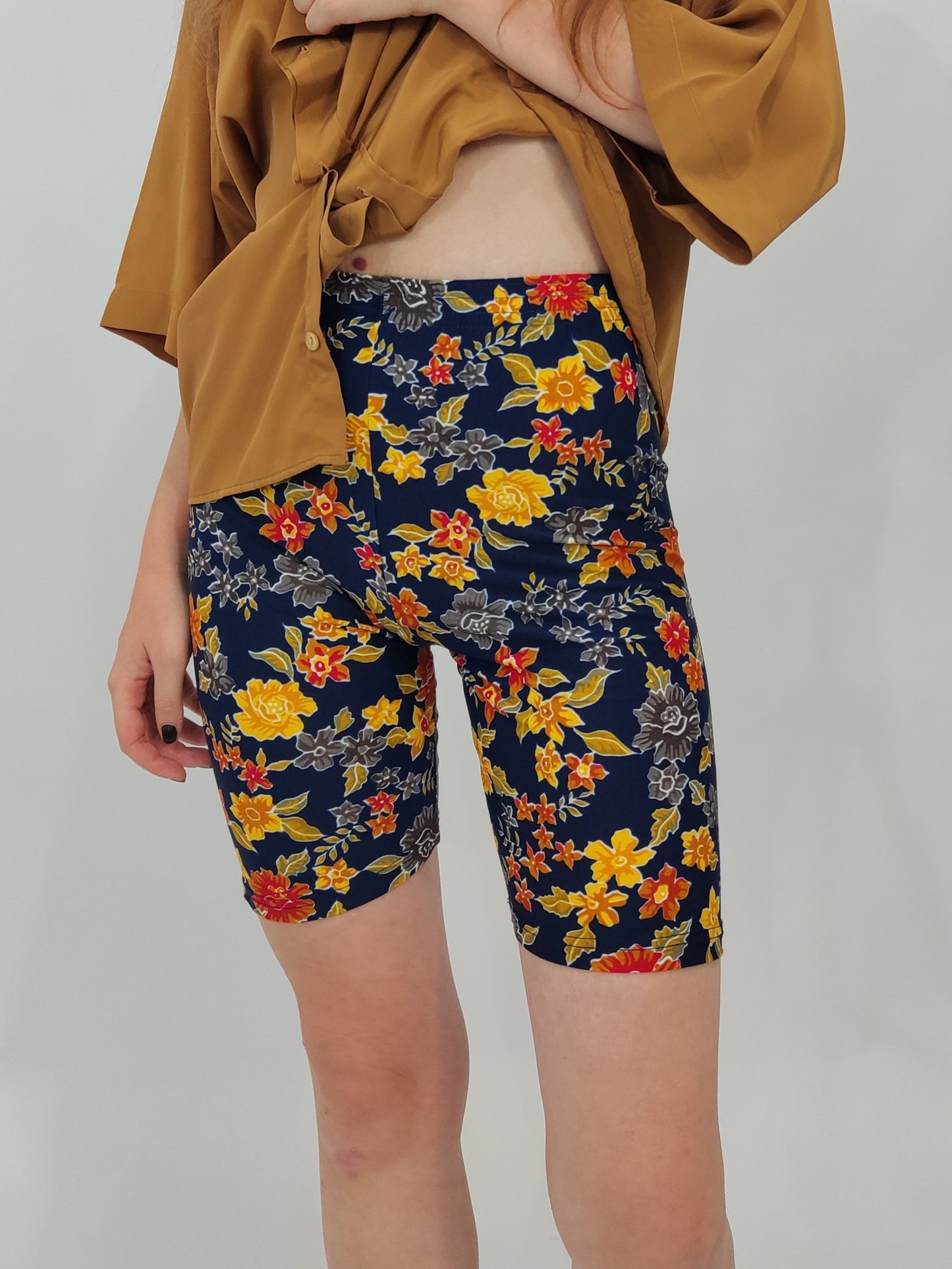 Vintage Biker Shorts - Floral Navy
