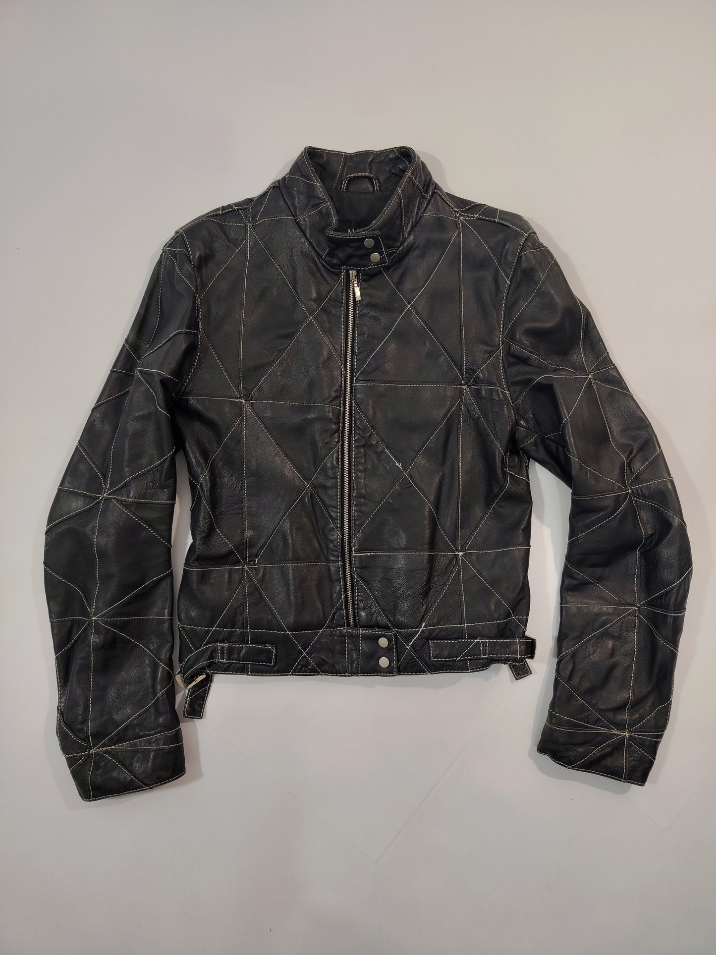 Early '90s Contrast Stitching Leather Jacket - GC