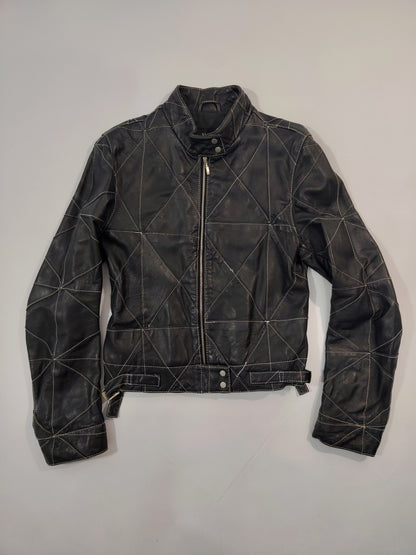 Early '90s Contrast Stitching Leather Jacket - GC