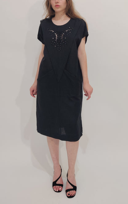 Geometric Panel Oversized Dress, Linen and Cotton