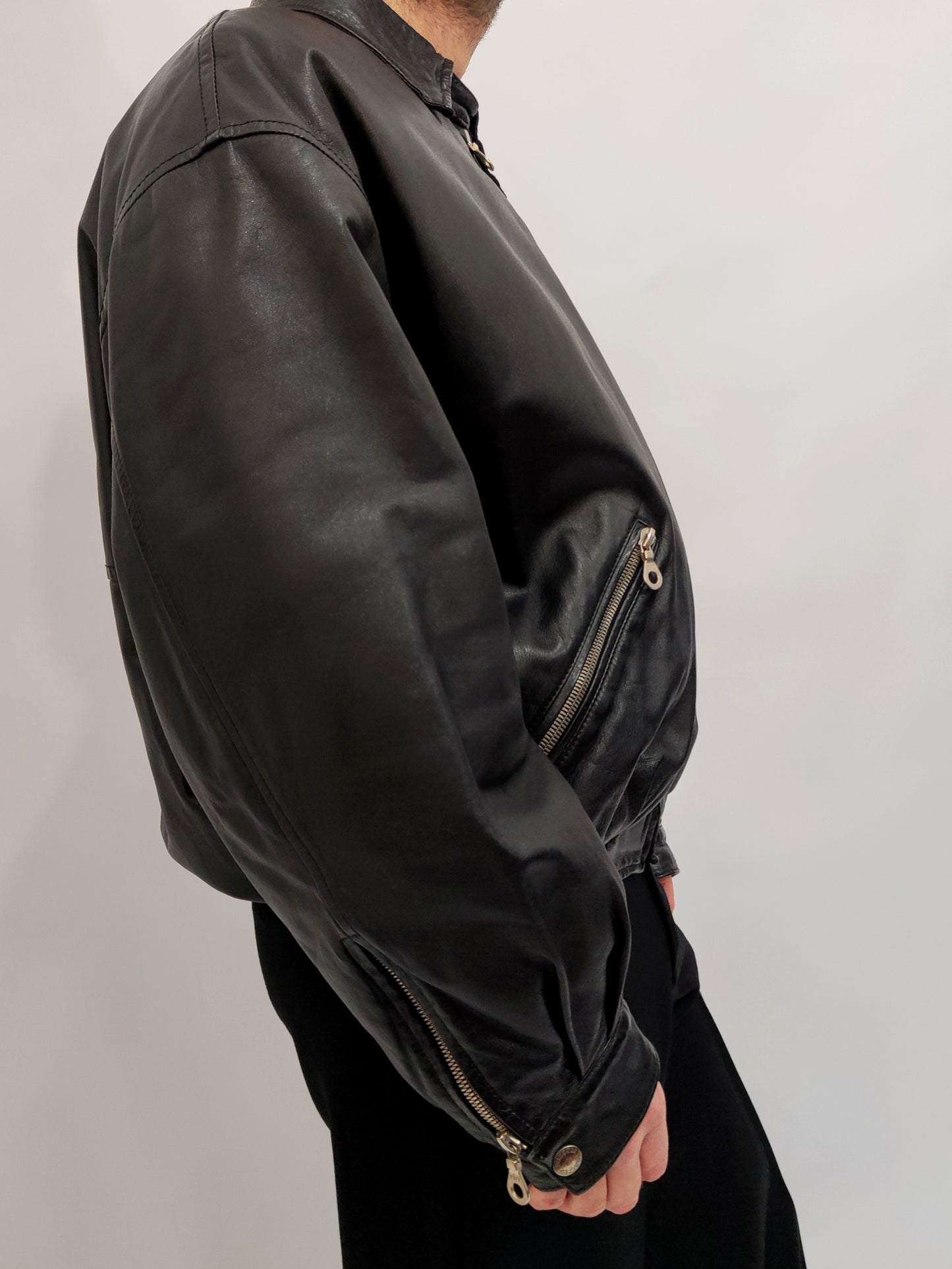 ARCHIVE - 1995 Iceberg Leather Bomber - Tom & Jerry Reflective Patch
