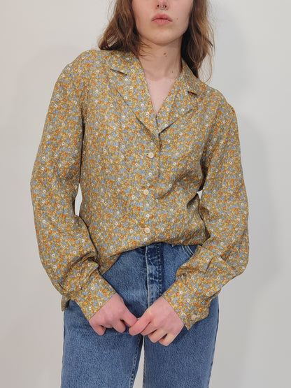 '80s Vintage Silk Floral Shirt