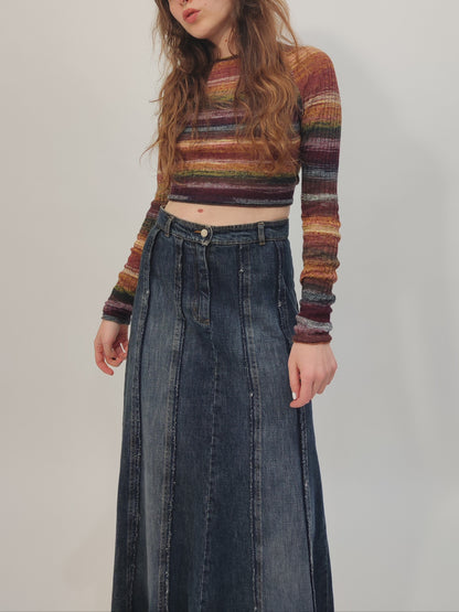 Roccobarocco Vintage Long Denim Skirt