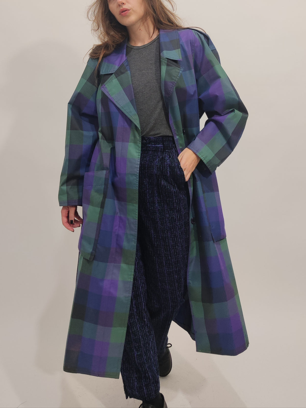 Made in Korea Vintage Checkered Trench