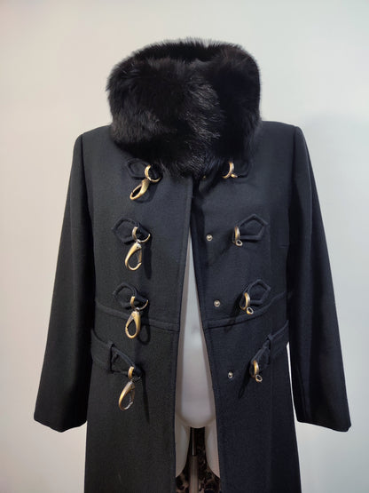 100% Wool Hooked Coat, Fur Collar