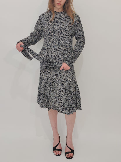 '80s Liz Clairborne Drop Waist Abstract Print Dress - DEF.