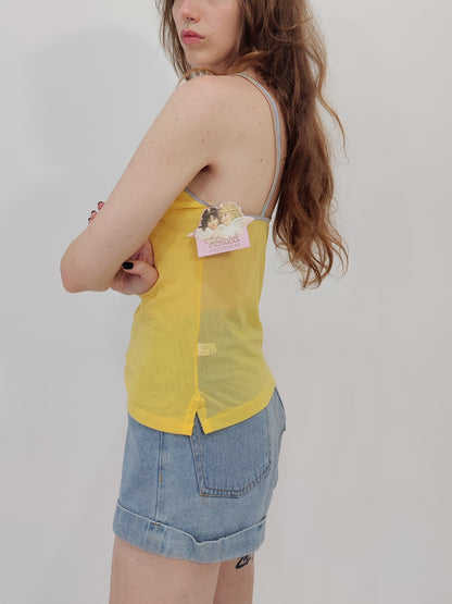 Fiorucci Y2K Deadstock Mesh Top - Yellow