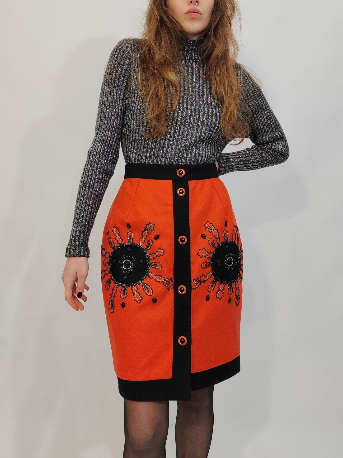 Vintage Wool Embroidered Skirt