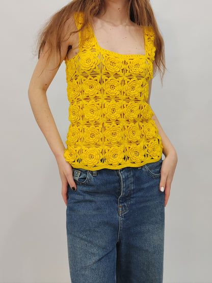 Vintage Yellow Crochet Top