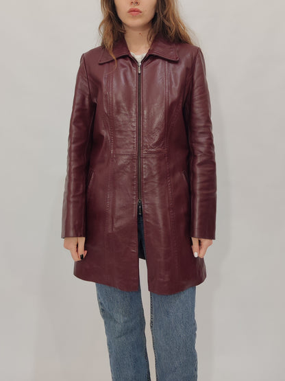Burgundy Leather Coat