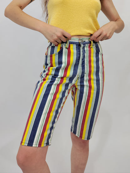 Striped Denim Shorts