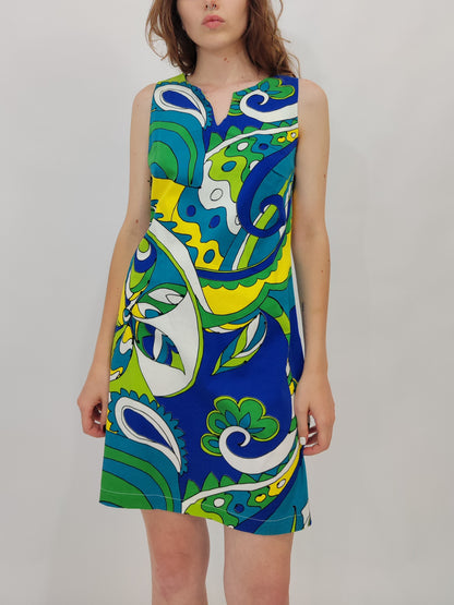 Vintage Abstract Print Dress