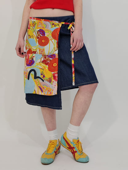Evisu Vintage Denim Wrap Skirt