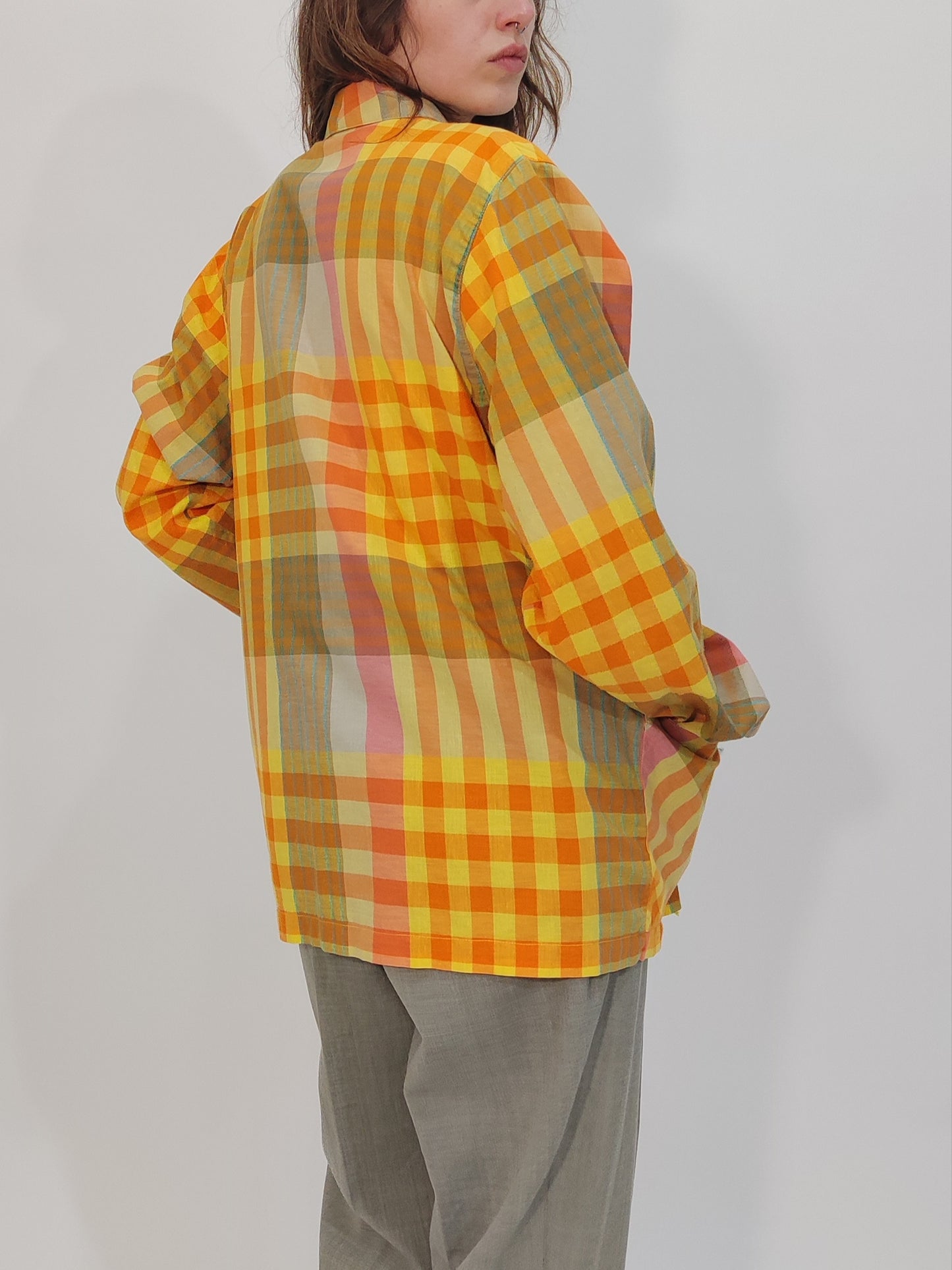 '80s Madras Cotton Oversized Blazer