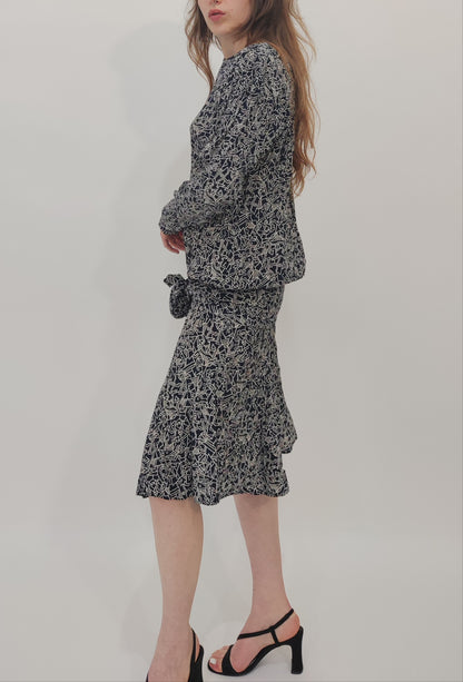 '80s Liz Clairborne Drop Waist Abstract Print Dress - DEF.