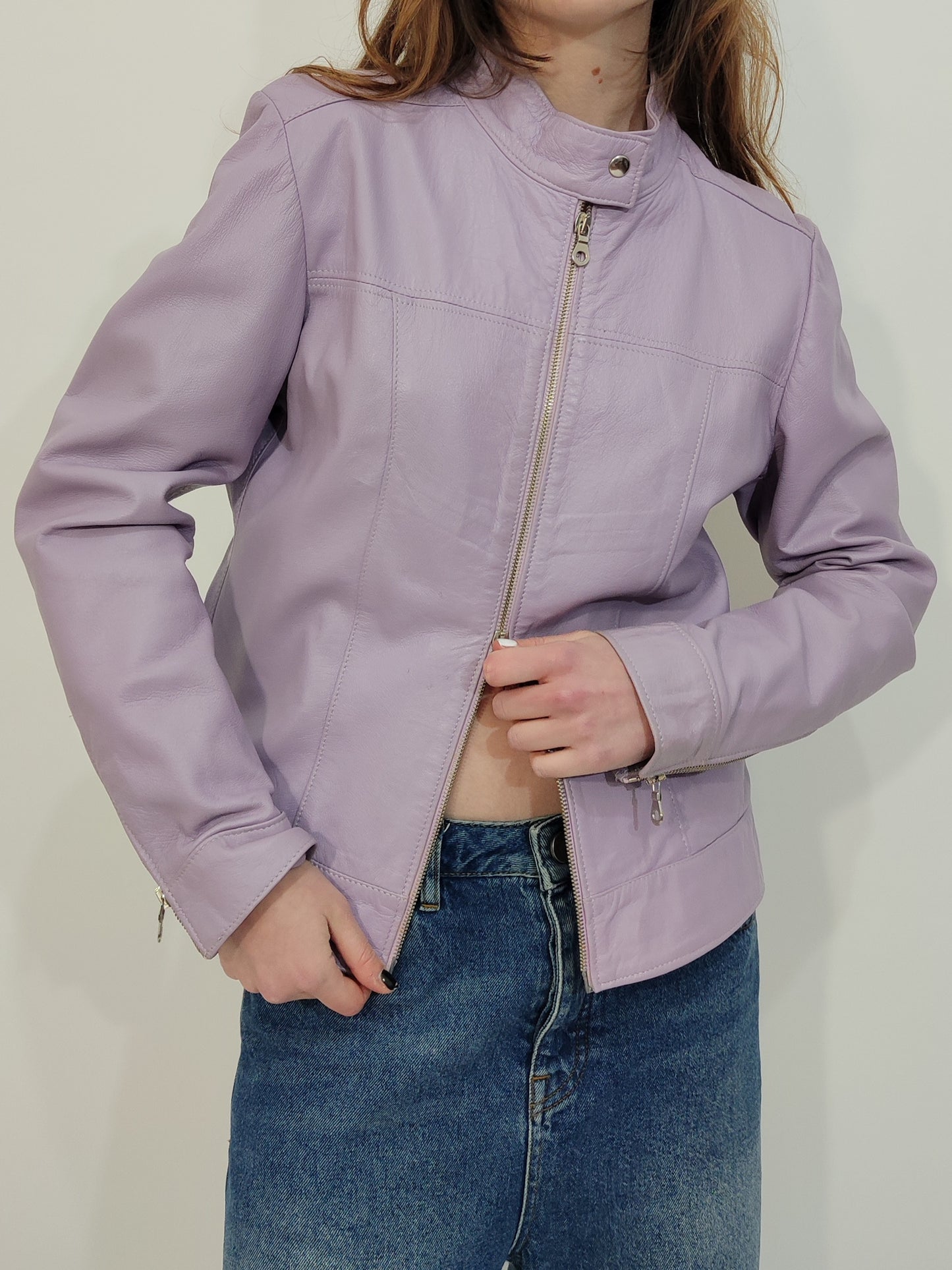 '90s Real Leather Lilac Jacket