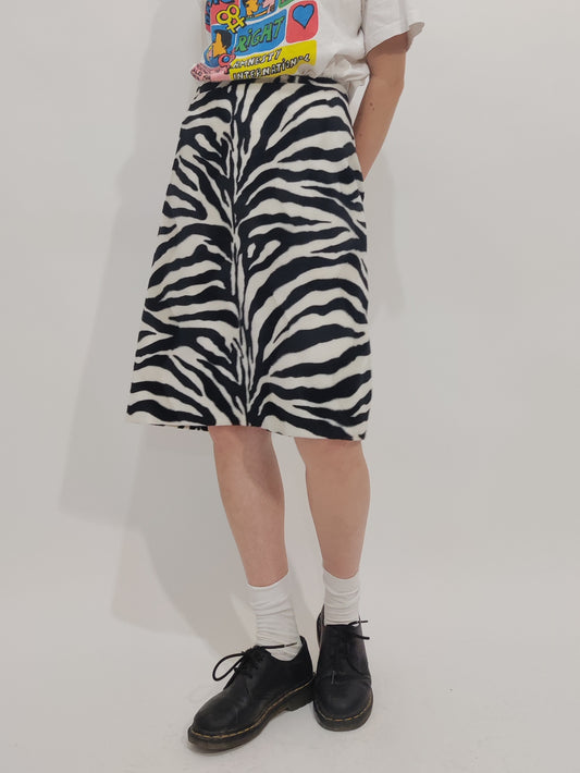 ‘90s Zebra Velour Skirt