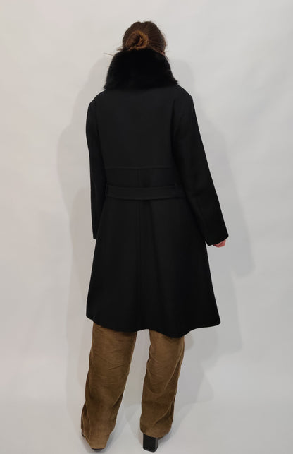 100% Wool Hooked Coat, Fur Collar