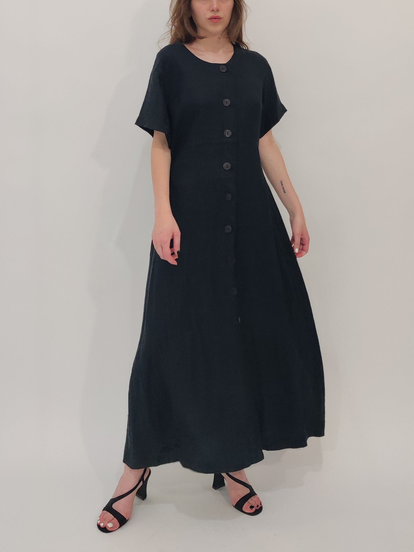 '90s Vintage 100% Linen Button Dress