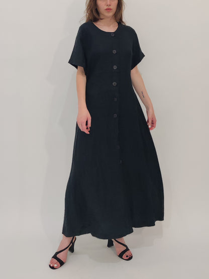 '90s Vintage 100% Linen Button Dress
