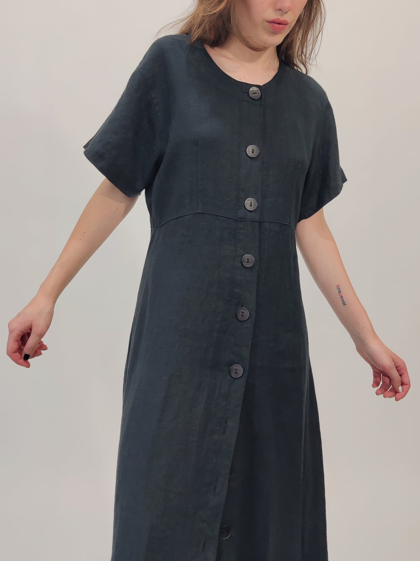 '90s Vintage 100% Linen Button Dress