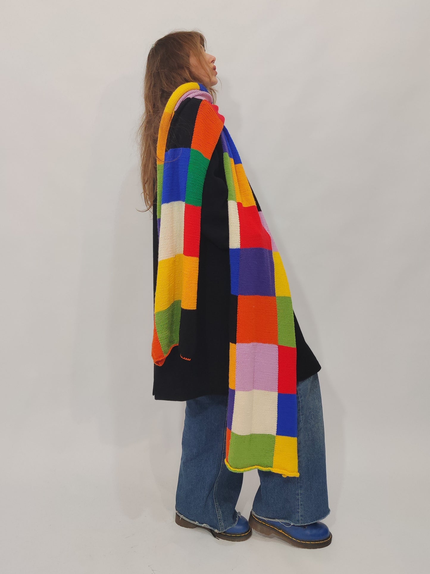 Late '70s Color Block Long Scarf