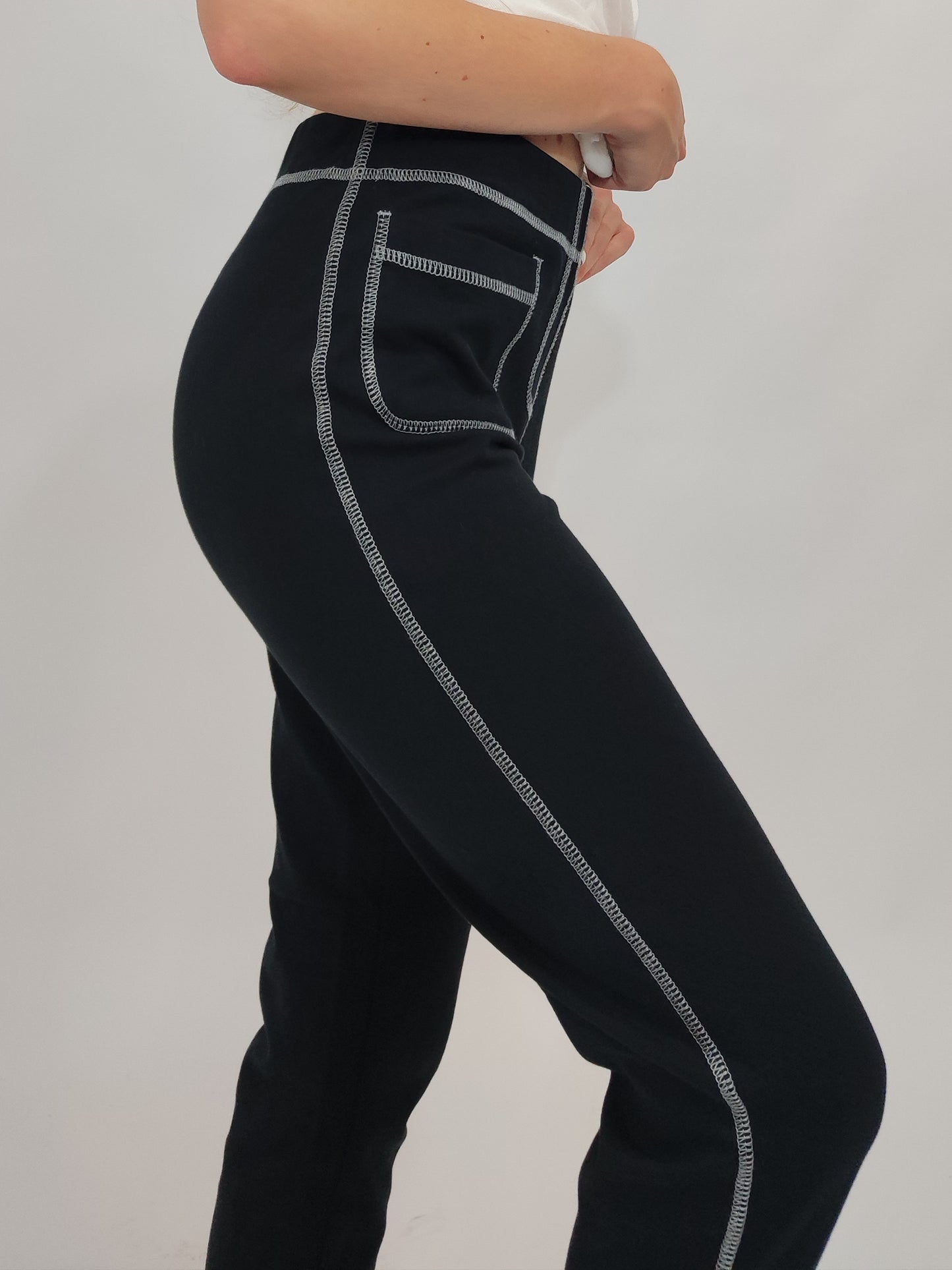 John Galliano Contrast Stitching Black Pants