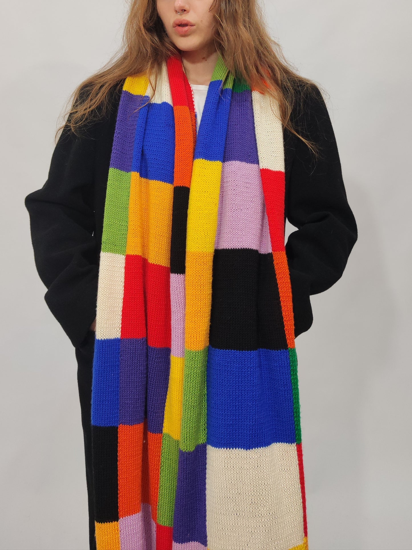 Late '70s Color Block Long Scarf