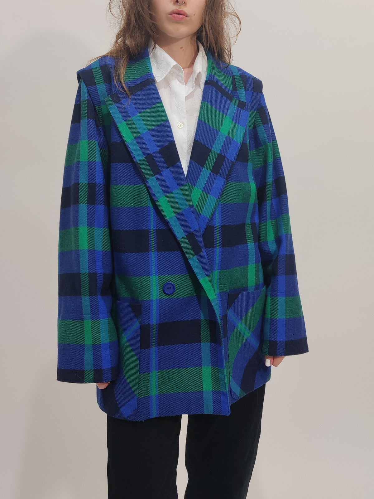 Vintage Checkered Oversized Blazer