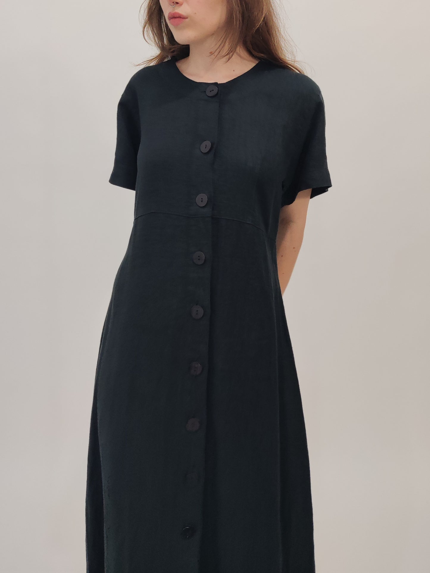 '90s Vintage 100% Linen Button Dress