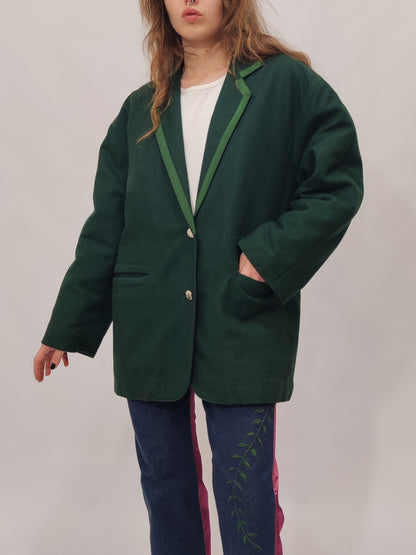 Green Wool Quilted Blazer