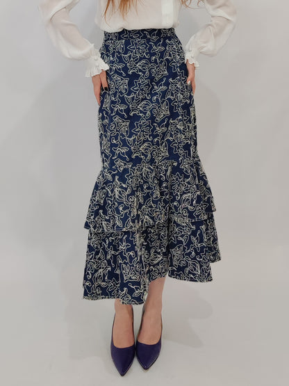 Fortuna Denim Embroidered Skirt