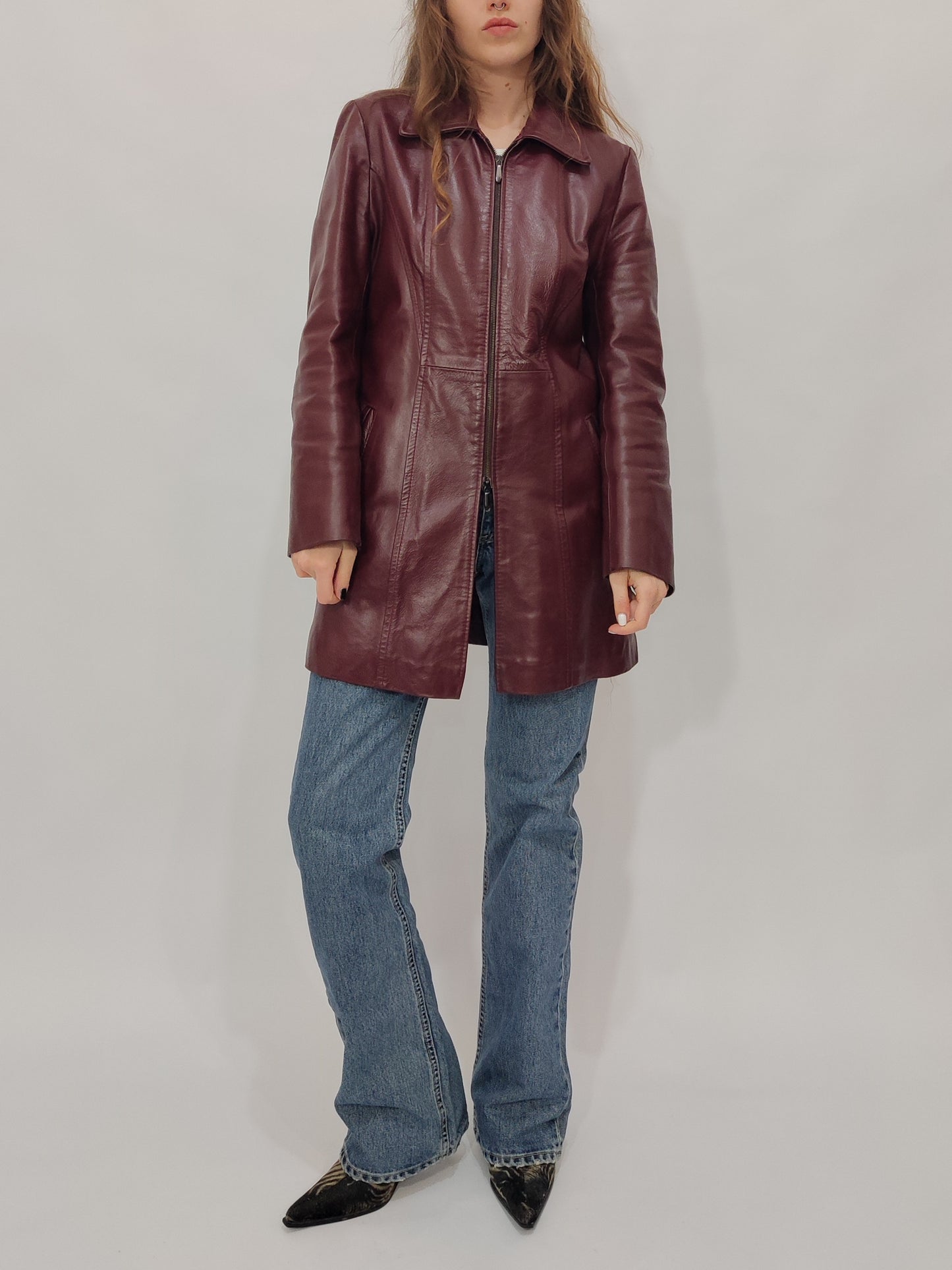 Burgundy Leather Coat