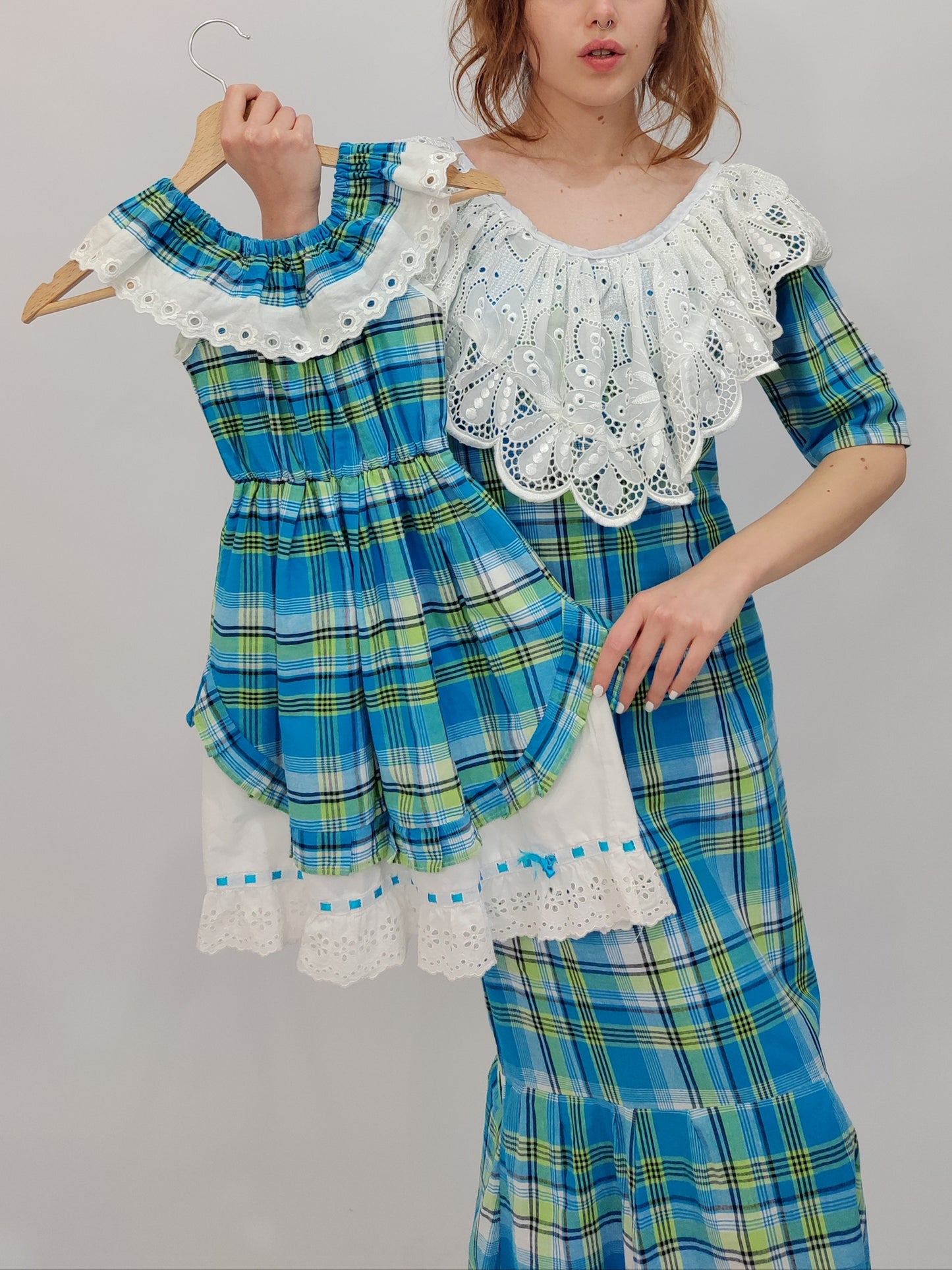 Mommy & Me - Dody Checkered Vintage Dresses
