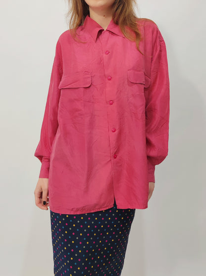 Vintage Coral Silk Shirt